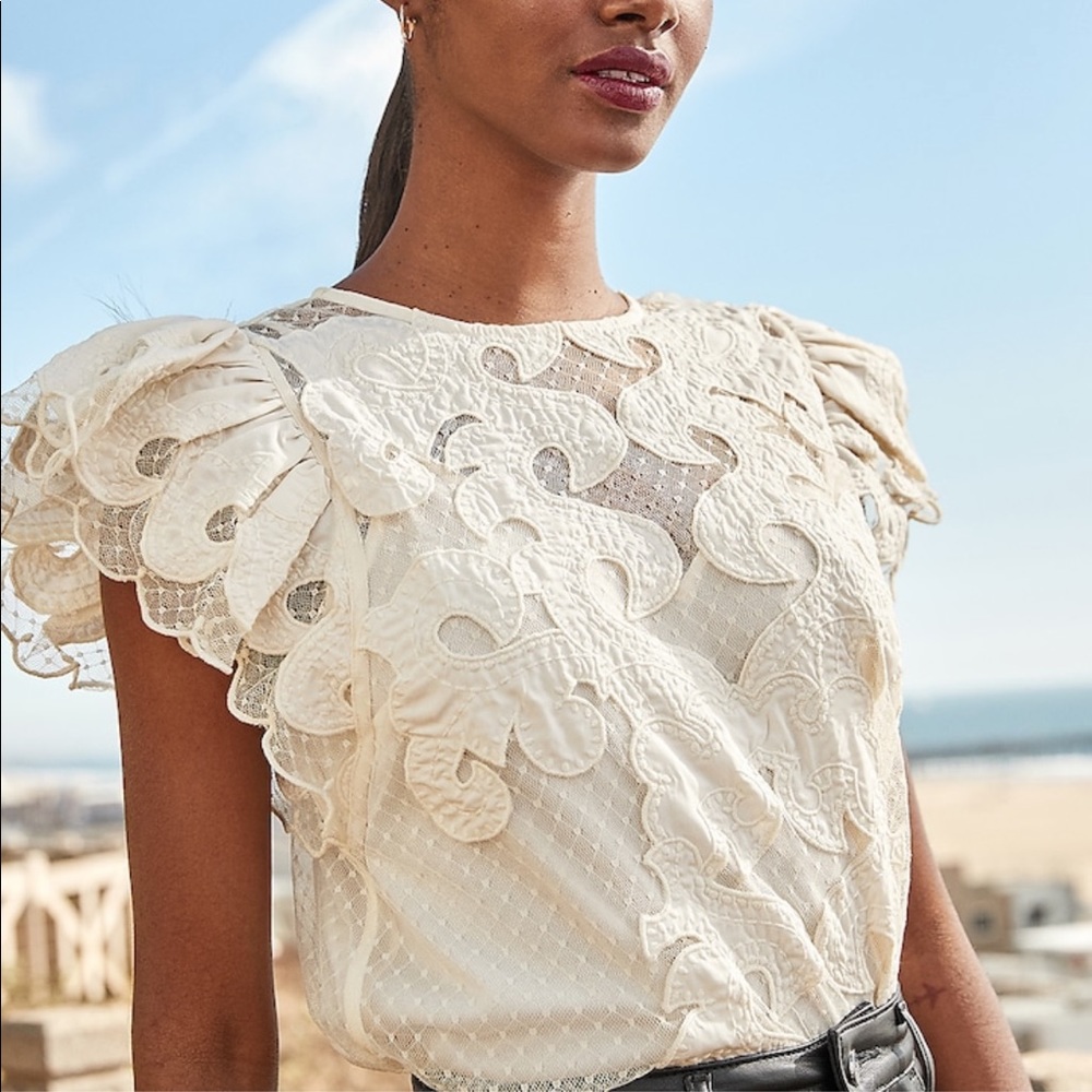 NWT EXPRESS CREAM / OFF WHITE LACE TOP.